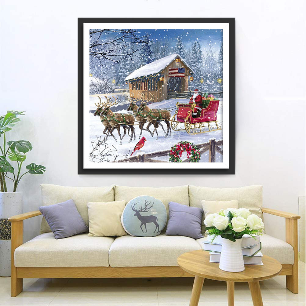 Santa's Slee door Sneeuw Diamond Painting
