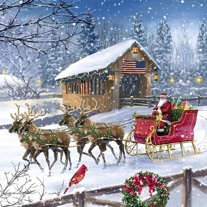 Santa's Slee door Sneeuw Diamond Painting