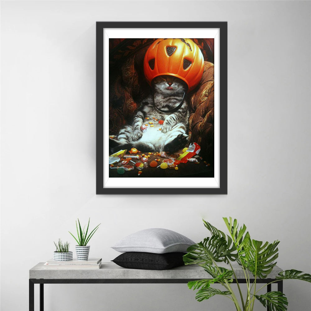 Schattig Halloween-Katje Diamond Painting
