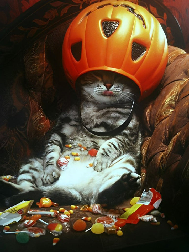 Schattig Halloween-Katje Diamond Painting