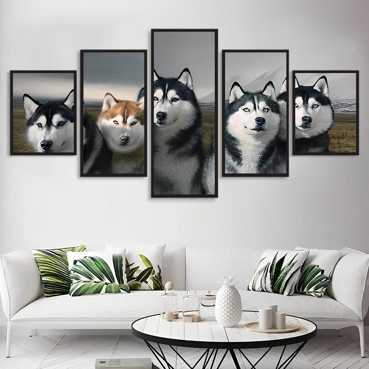 Schattige Husky - Gezichten 5 Platen Diamond Painting