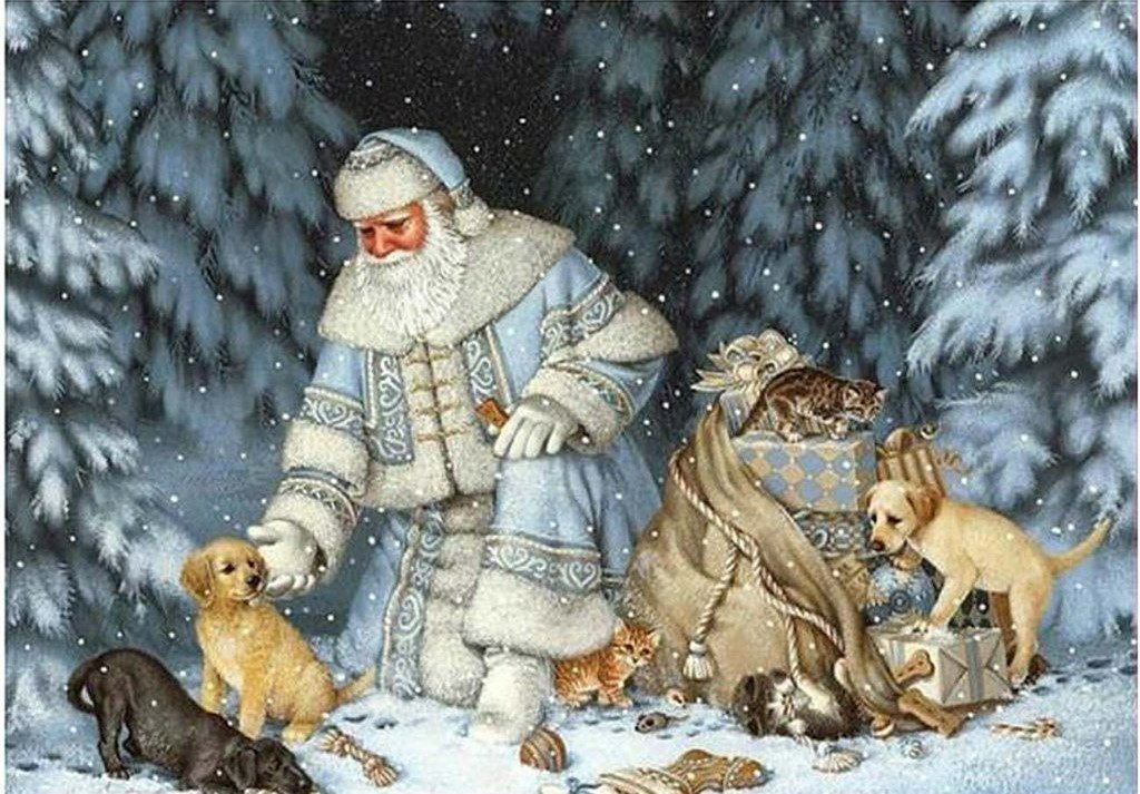 Sinterklaas en Dieren in de Sneeuw Diamond Painting