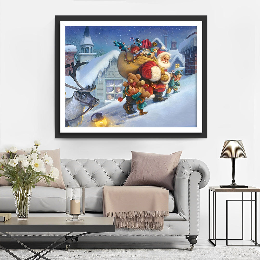 Sinterklaas met Grote Zak en Kaboutertjes Diamond Painting