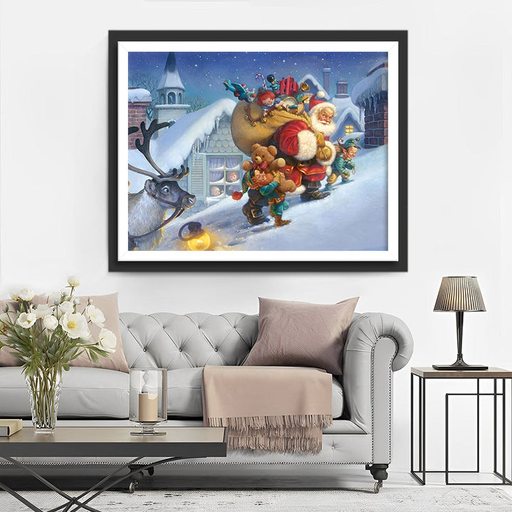 Sinterklaas met Grote Zak en Kaboutertjes Diamond Painting