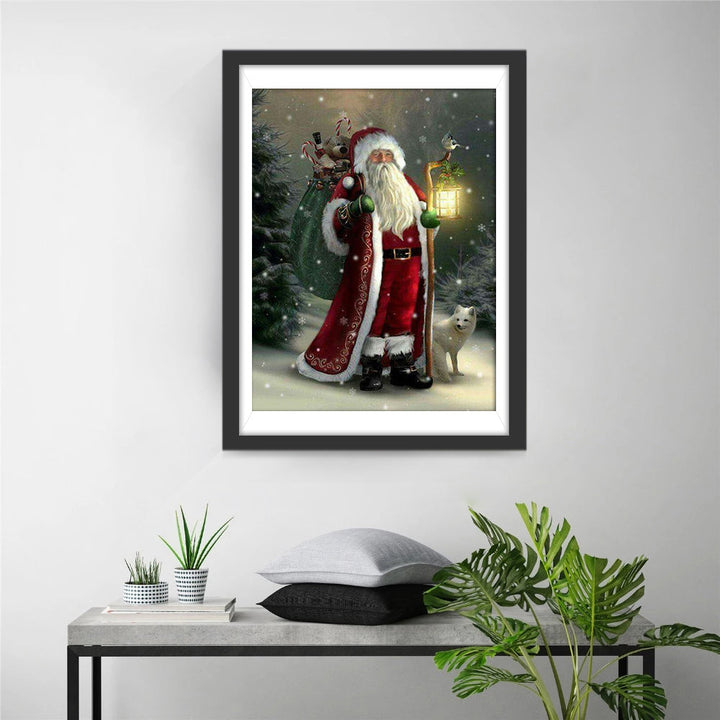 Sinterklaas met Hond en Lantaarn Diamond Painting