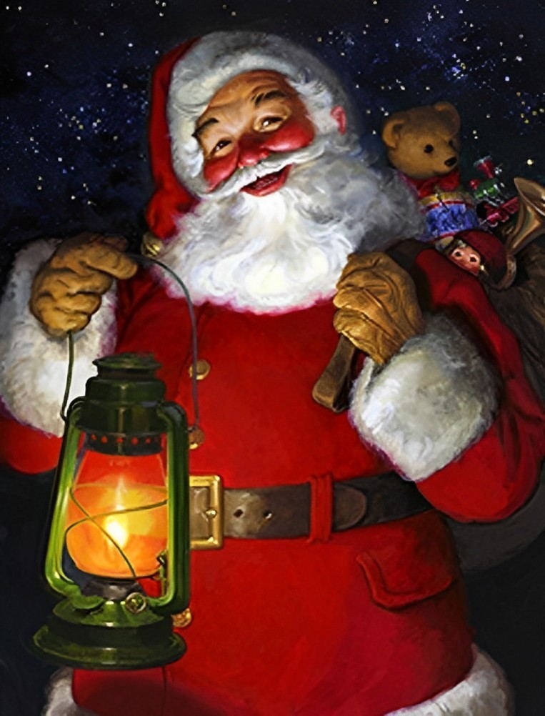 Sinterklaas met Zijn Lantaarn en Knuffelberenrugzak Diamond Painting