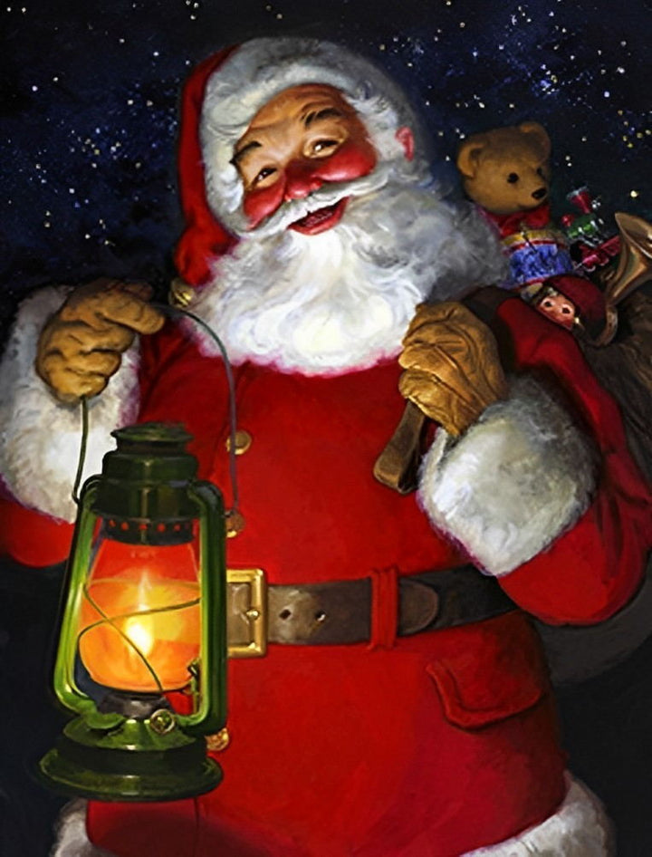 Sinterklaas met Zijn Lantaarn en Knuffelberenrugzak Diamond Painting