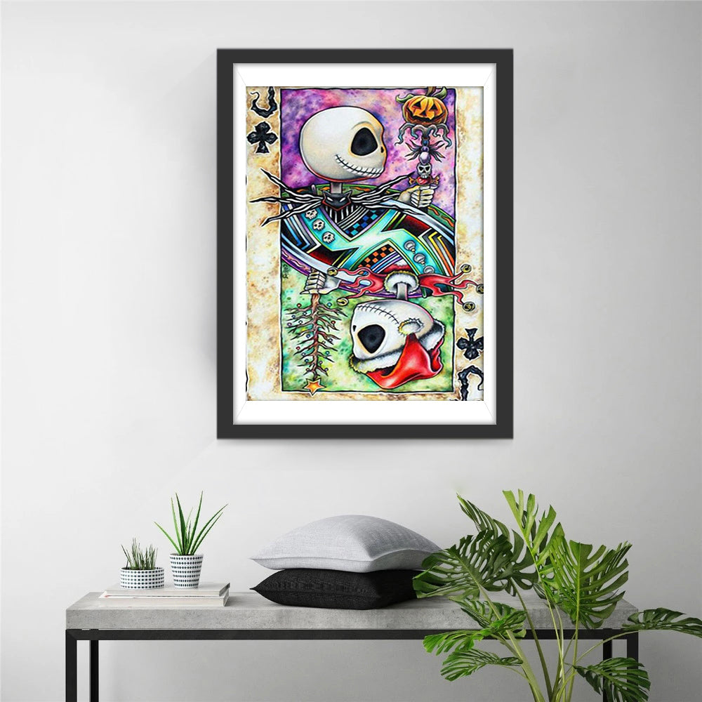 Skelet met Pompoen en Magische Staf Diamond Painting