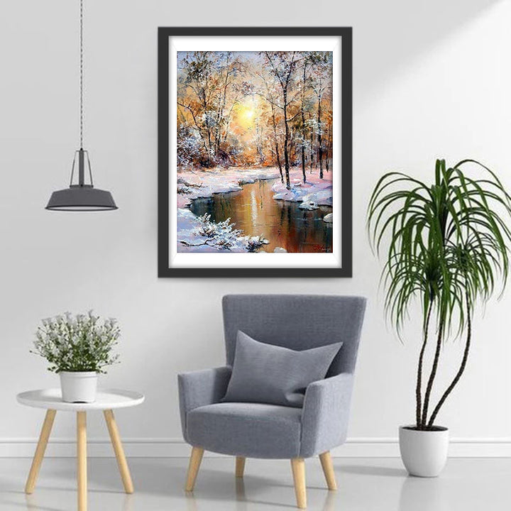Sneeuwbedekte Woudweelde Diamond Painting