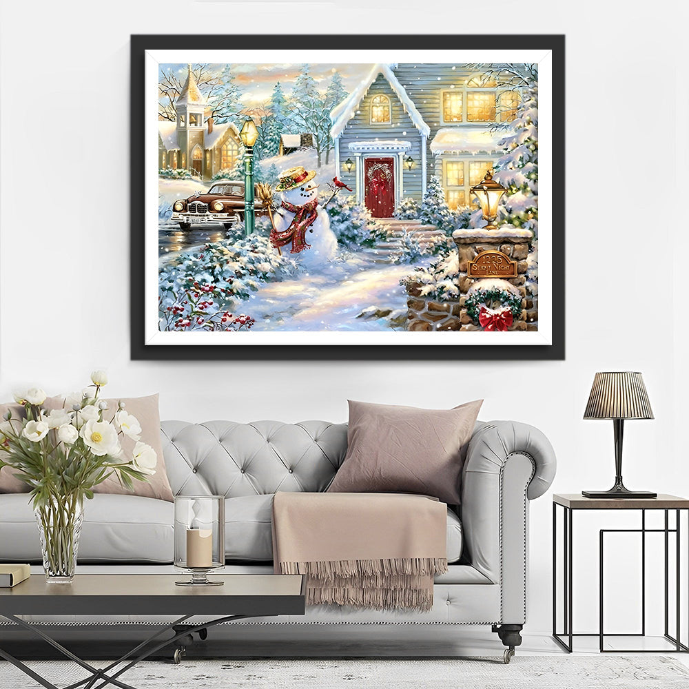 Sneeuwgedekte Kerstidylle Diamond Painting