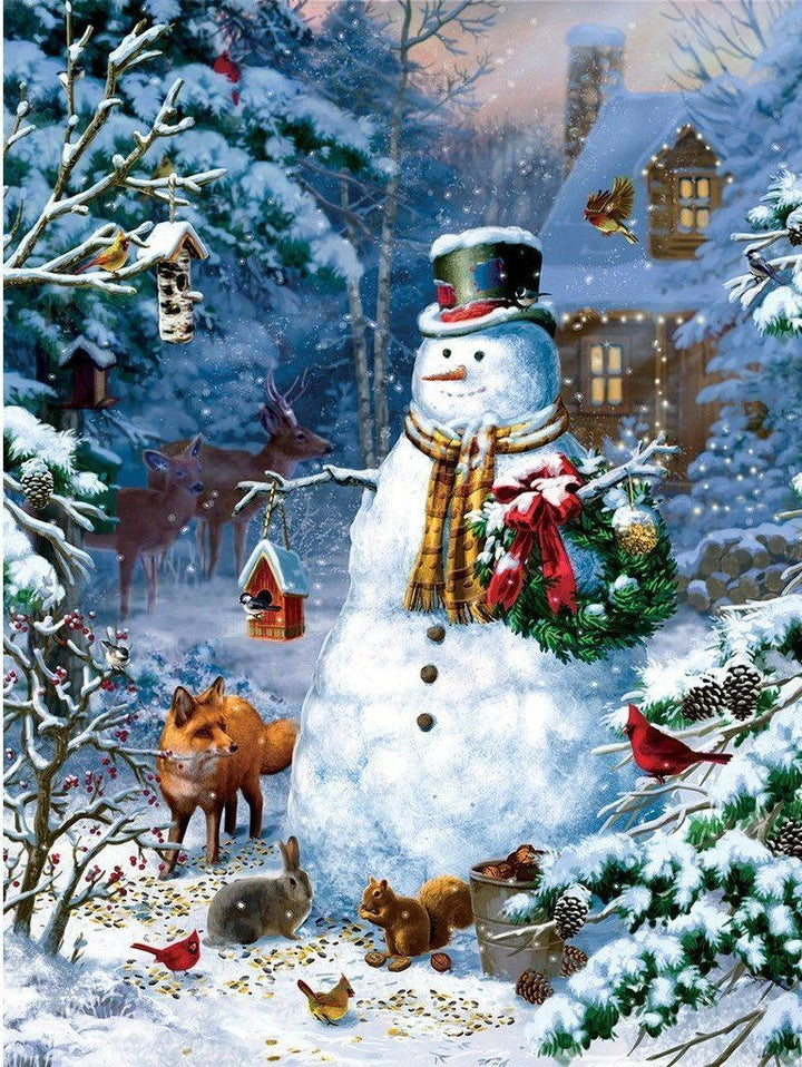 Sneeuwman met Kleurrijke Sjaal Diamond Painting