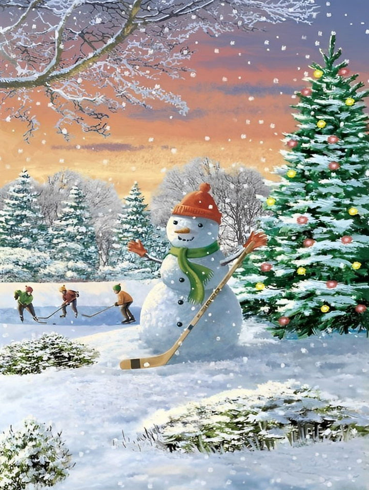 Sneeuwpop met Hockeystick Diamond Painting