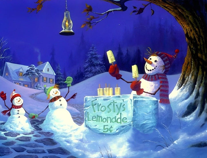 Sneeuwpoppen, Lantaarn en Huizen Diamond Painting