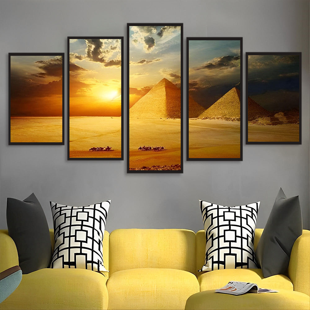 Spectaculair Avondbeeld met Piramiden 5 Platen Diamond Painting