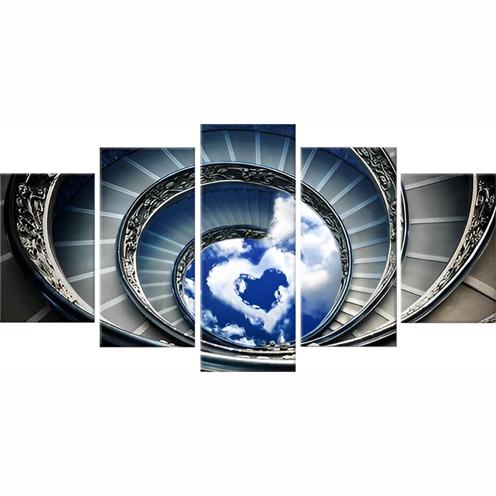 Spiraaltrap Hartvormige Hemel Muurkunst 5 Platen Diamond Painting