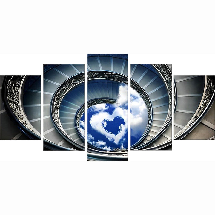 Spiraaltrap Hartvormige Hemel Muurkunst 5 Platen Diamond Painting