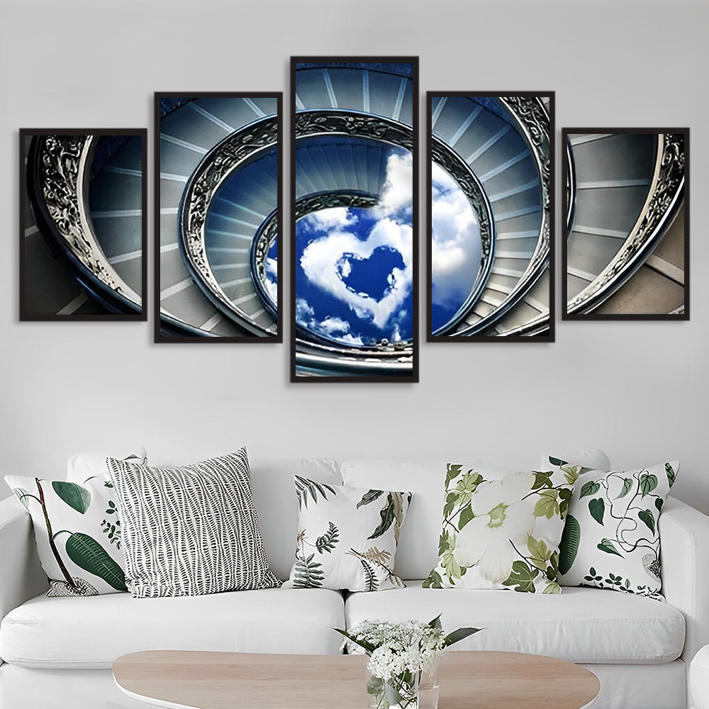 Spiraaltrap Hartvormige Hemel Muurkunst 5 Platen Diamond Painting