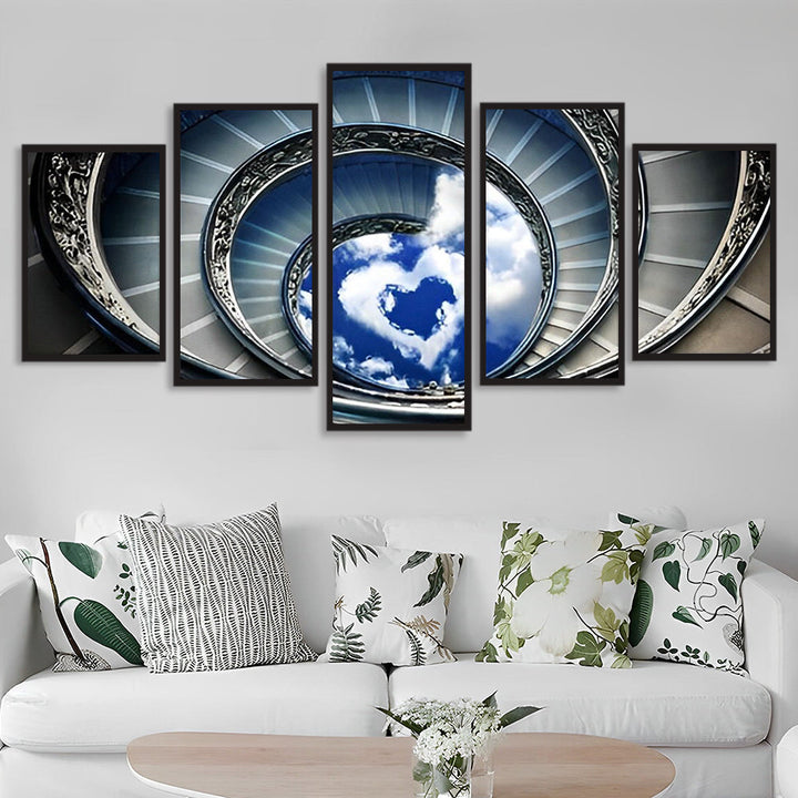 Spiraaltrap Hartvormige Hemel Muurkunst 5 Platen Diamond Painting