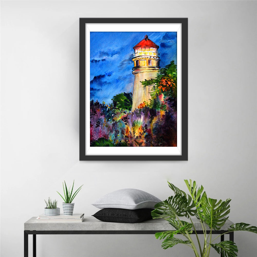 Sprookjesachtige Vuurtoren aan Zee Diamond Painting