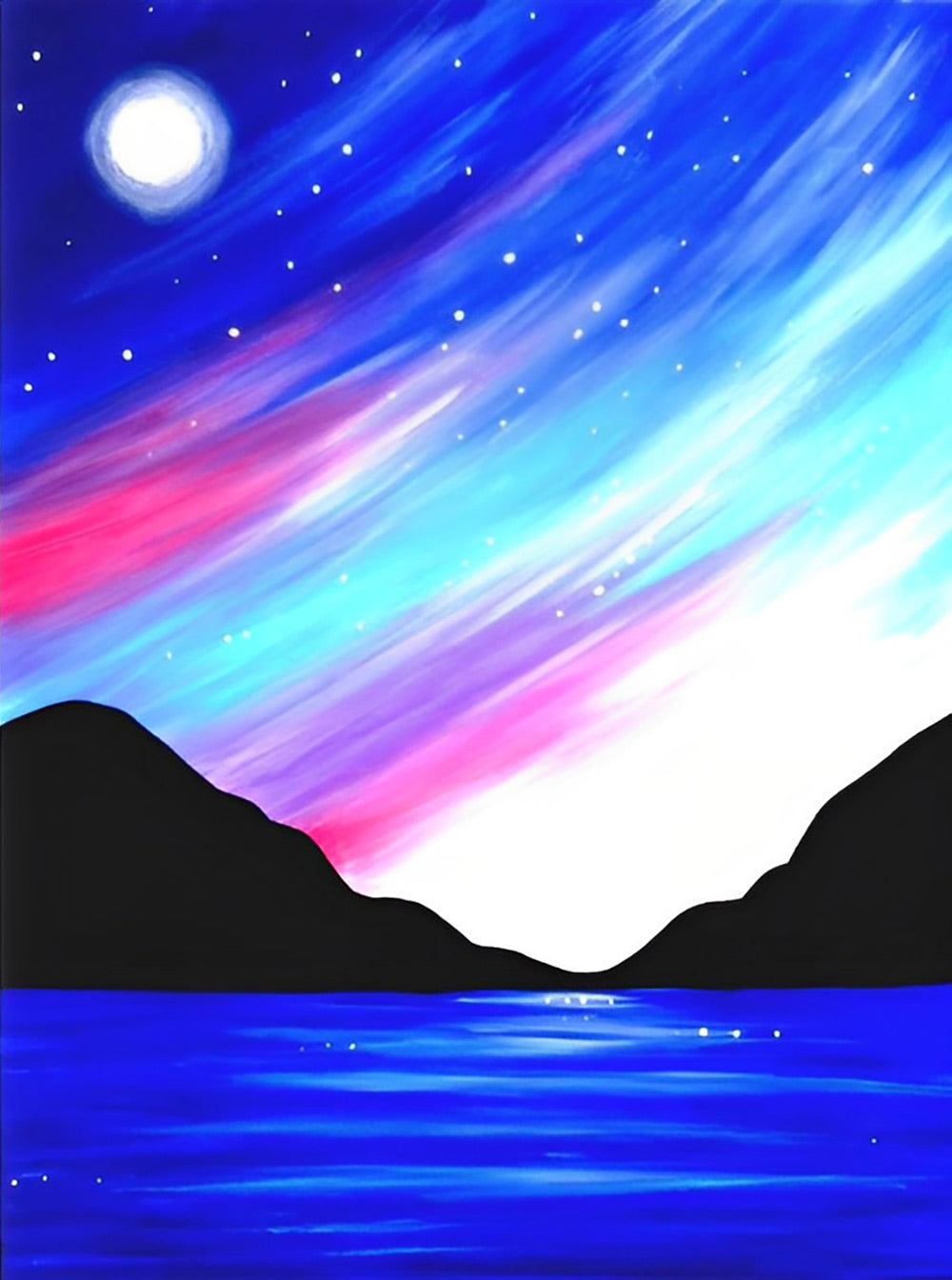 Sterrenhemel en Aurora's boven Berglandschap Diamond Painting