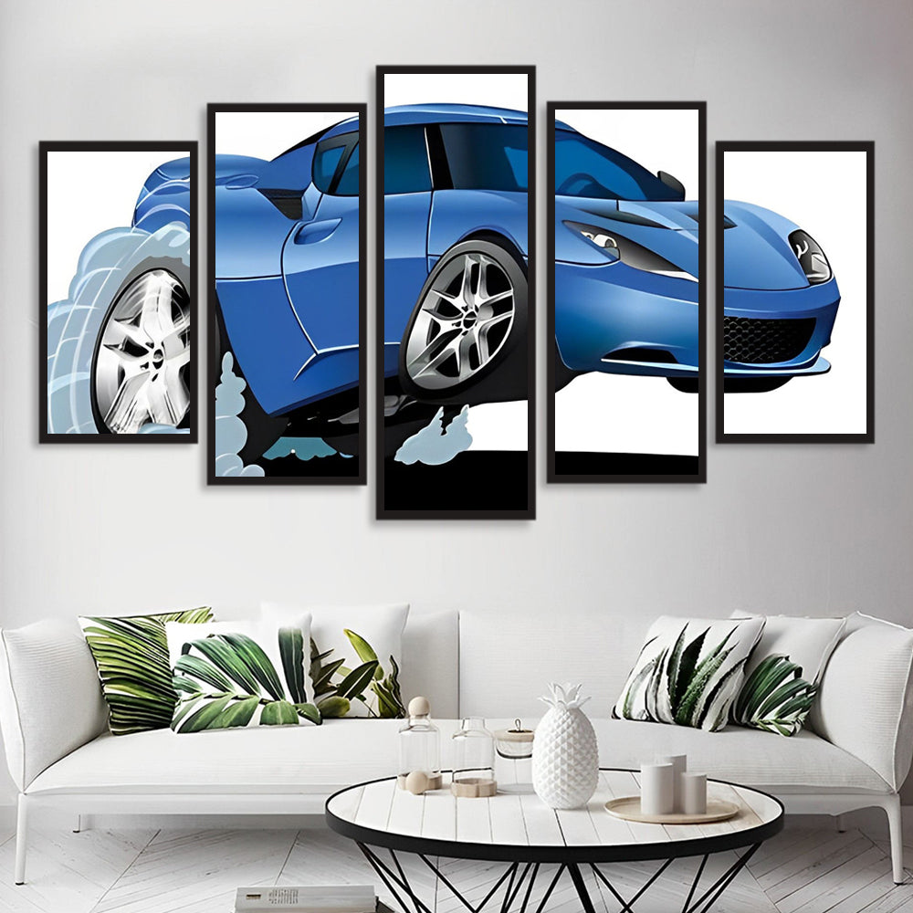 Stijlvolle Blauwe Sportauto 5 Platen Diamond Painting