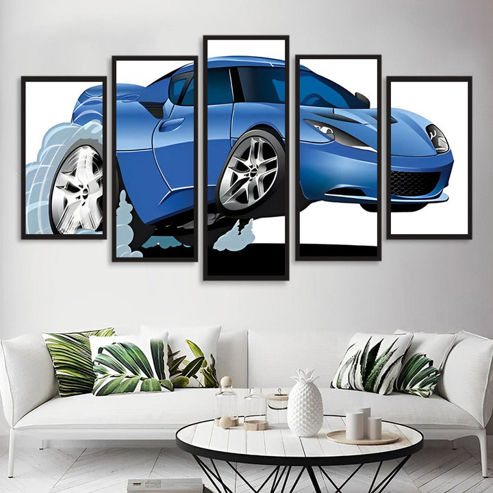 Stijlvolle Blauwe Sportauto 5 Platen Diamond Painting