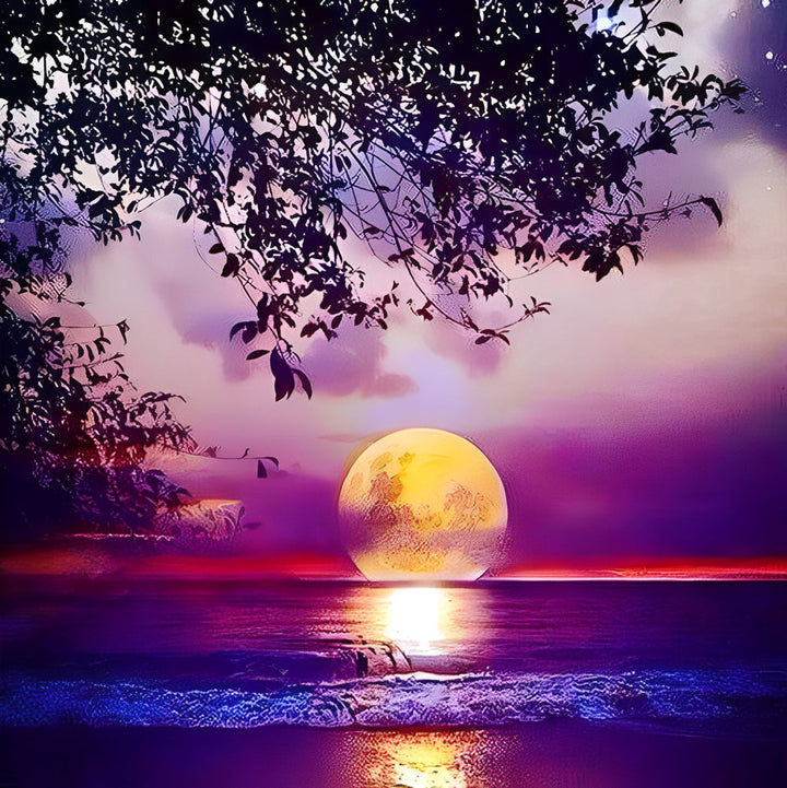 Stil Maan- en Oceaantaferel Diamond Painting