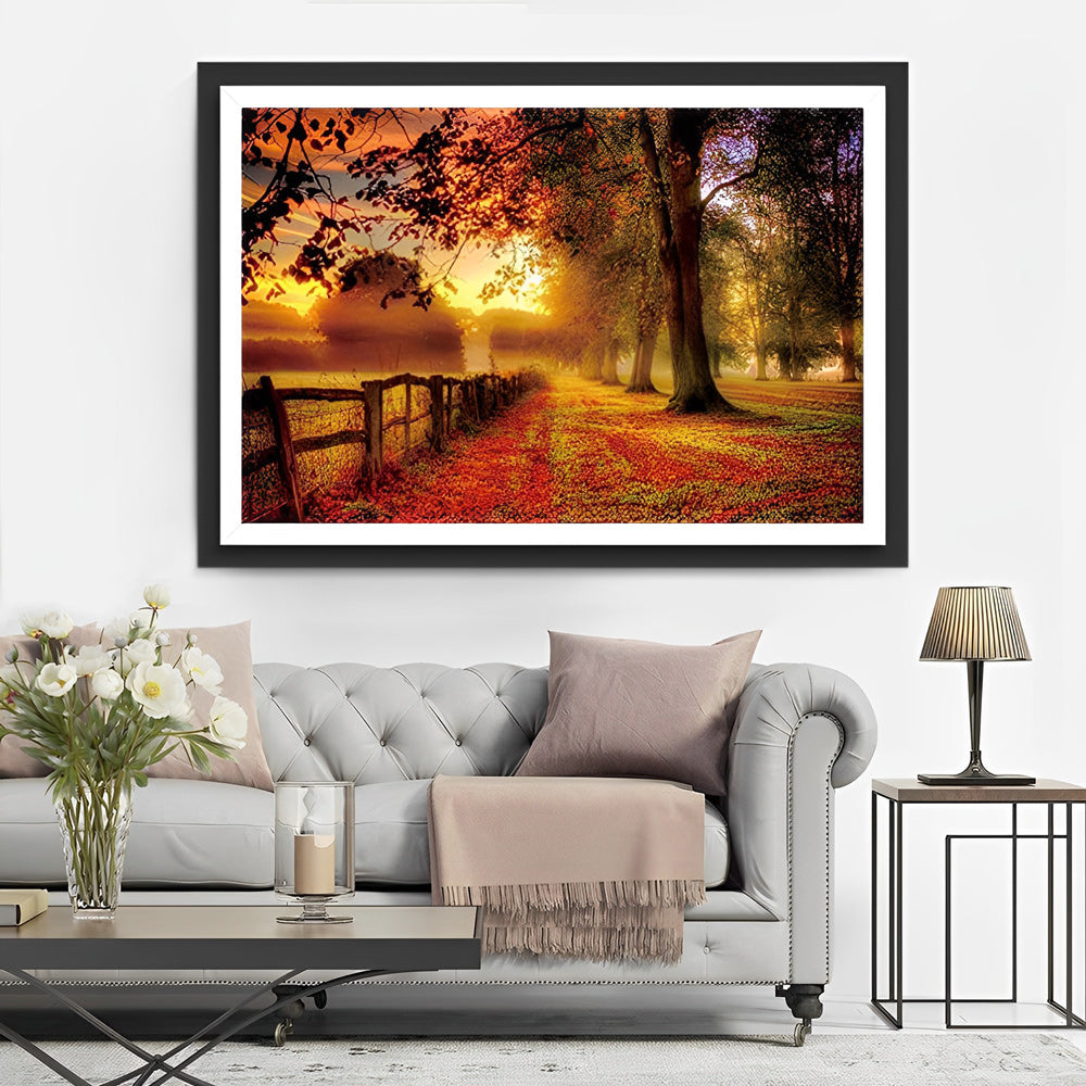 Stille Warmte van het Herfstbospad Diamond Painting