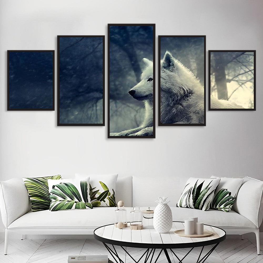 Stille Witte Wolf-beschermer 5 Platen Diamond Painting