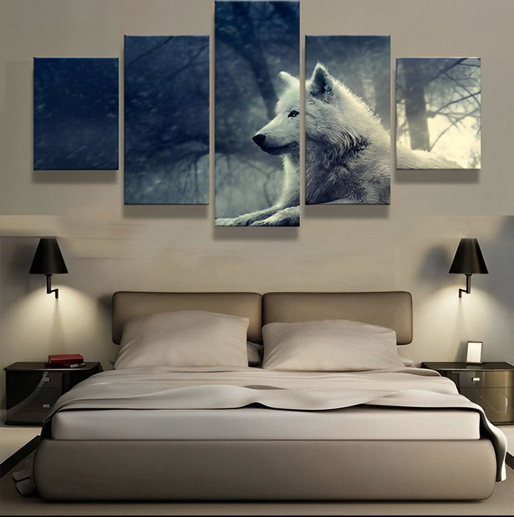 Stille Witte Wolf-beschermer 5 Platen Diamond Painting