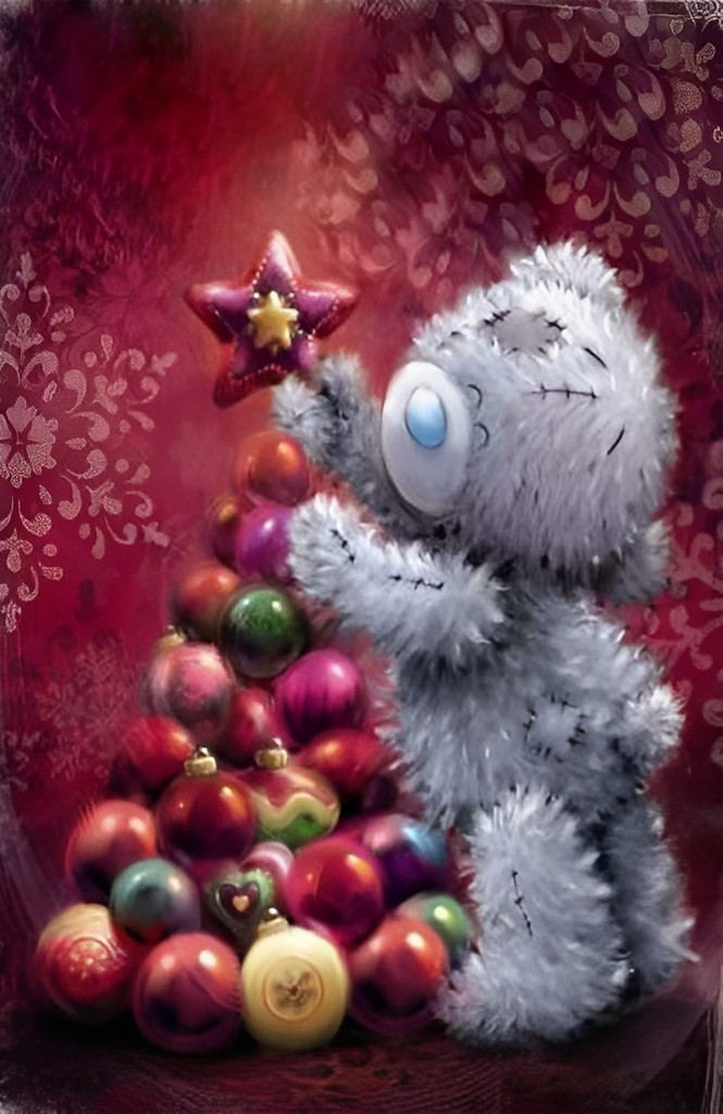 Teddybeer Versiert Kerstboom Diamond Painting
