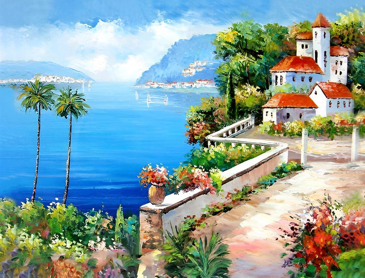 Typische Mediterrane Kusttafereel Diamond Painting