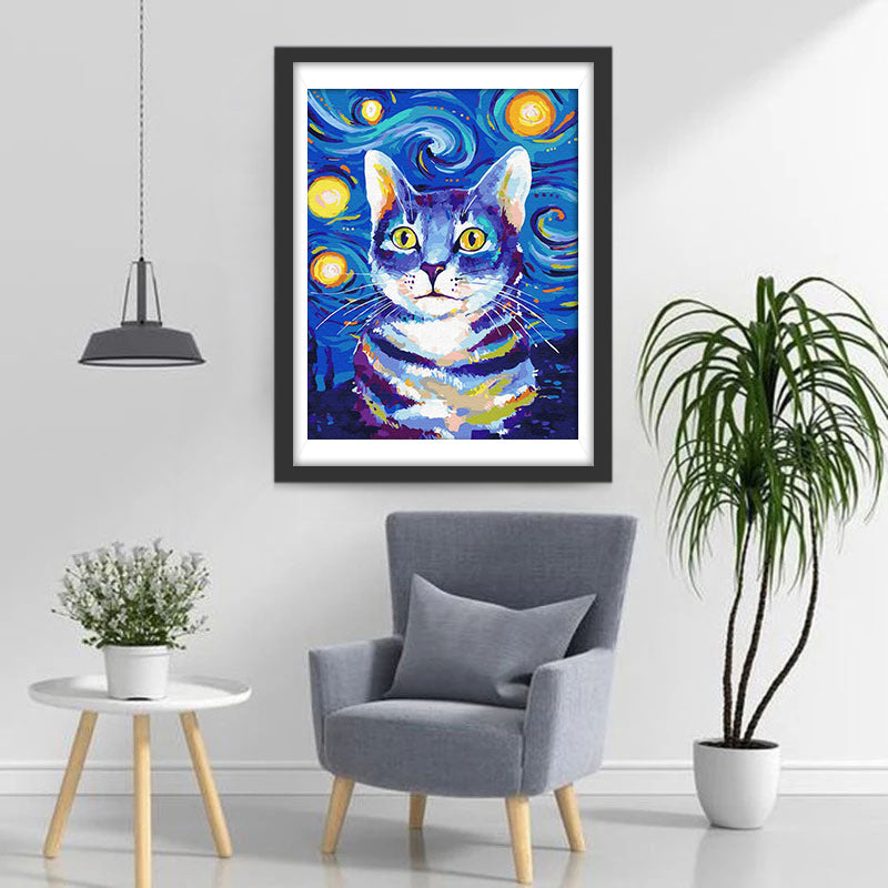 Van Goghs Sterrennacht Kat Diamond Painting