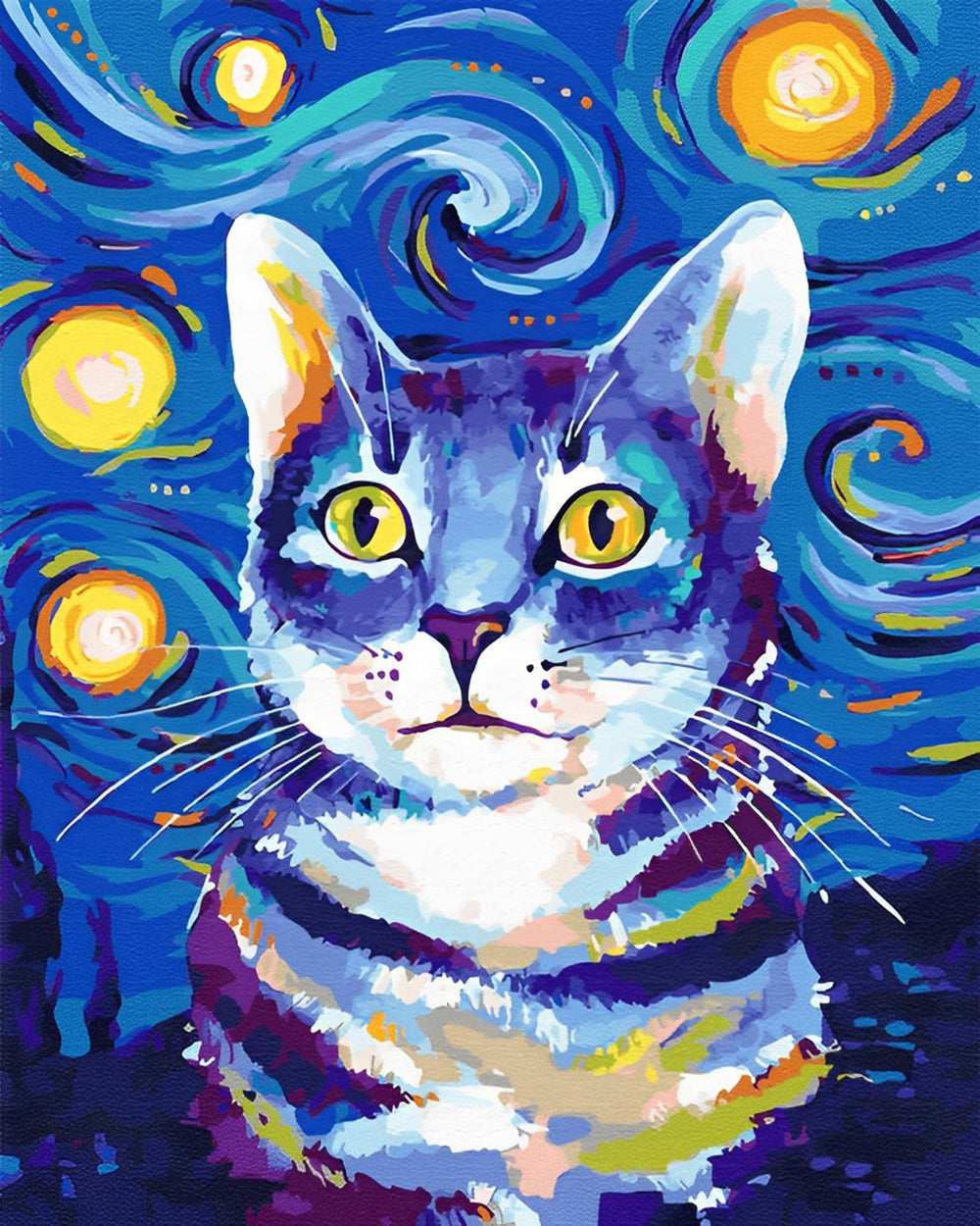 Van Goghs Sterrennacht Kat Diamond Painting