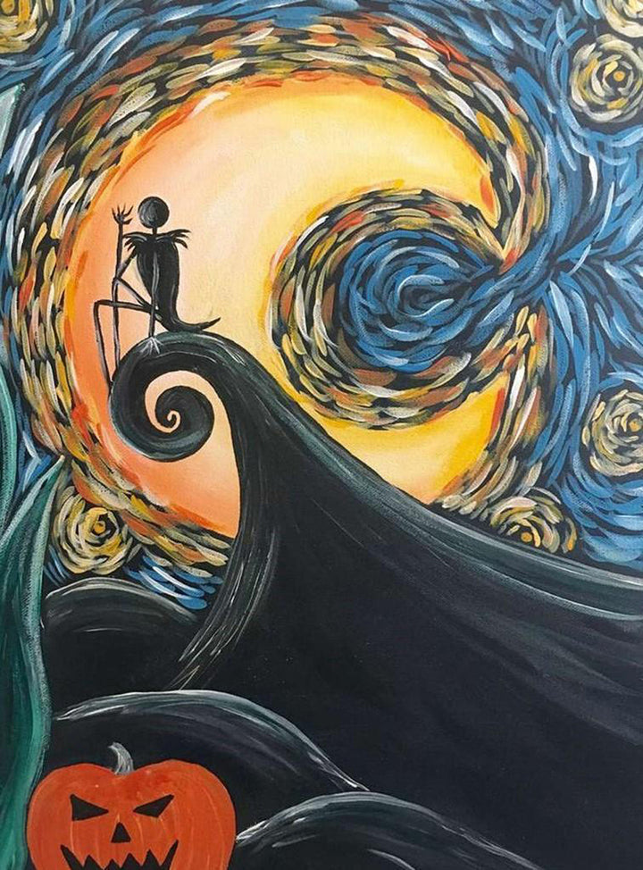 Van Goghs Stijl en Halloween-sfeer met Skellet Diamond Painting