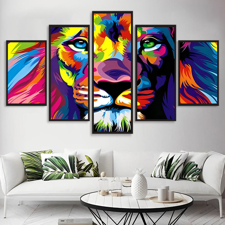 Veelkleurige, Magische Leeuwenbeeltenis 5 Platen Diamond Painting