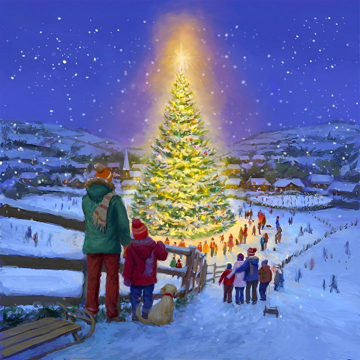 Verlichte Boom in Wintertaferel Diamond Painting