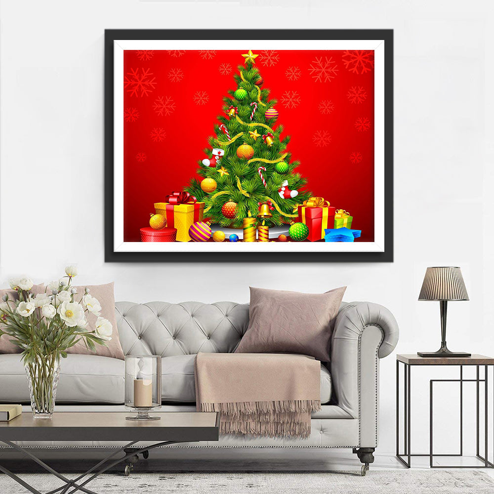 Versierde Kerstboom met Cadeaus Diamond Painting