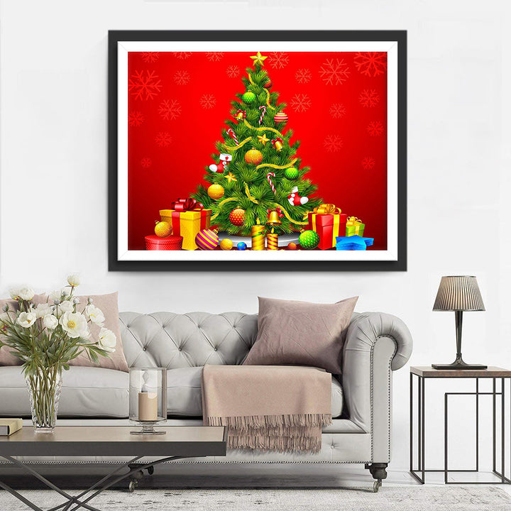 Versierde Kerstboom met Cadeaus Diamond Painting