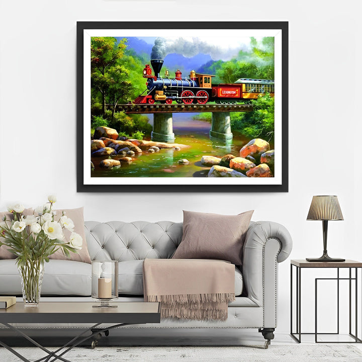 Vintage Lieflijk Spoorwegtafereel Diamond Painting