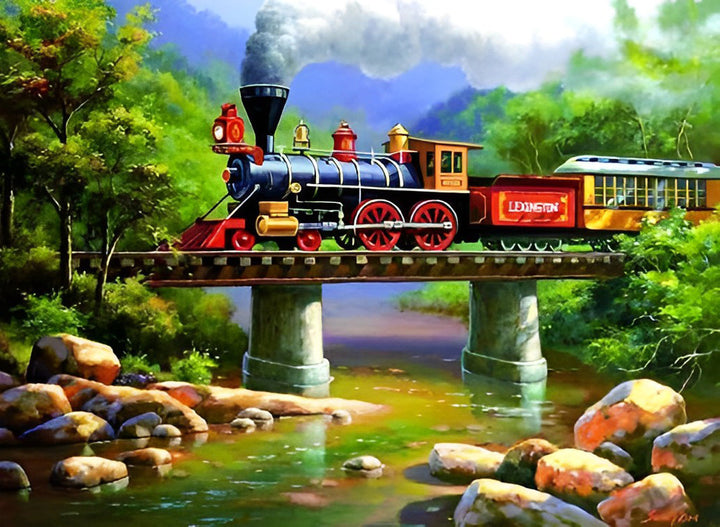 Vintage Lieflijk Spoorwegtafereel Diamond Painting