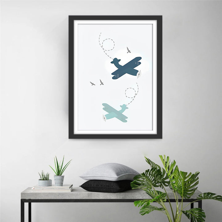 Vliegtuigjes en Vogels in de Lucht Diamond Painting