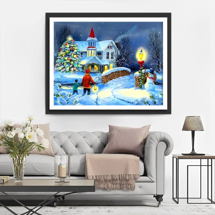 Voetgangers in de Sneeuw Diamond Painting