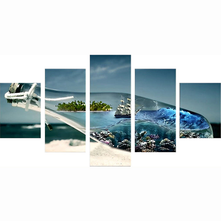 Vredige Schepen in Glazen Wereld en Turquoise Zee 5 Platen Diamond Painting