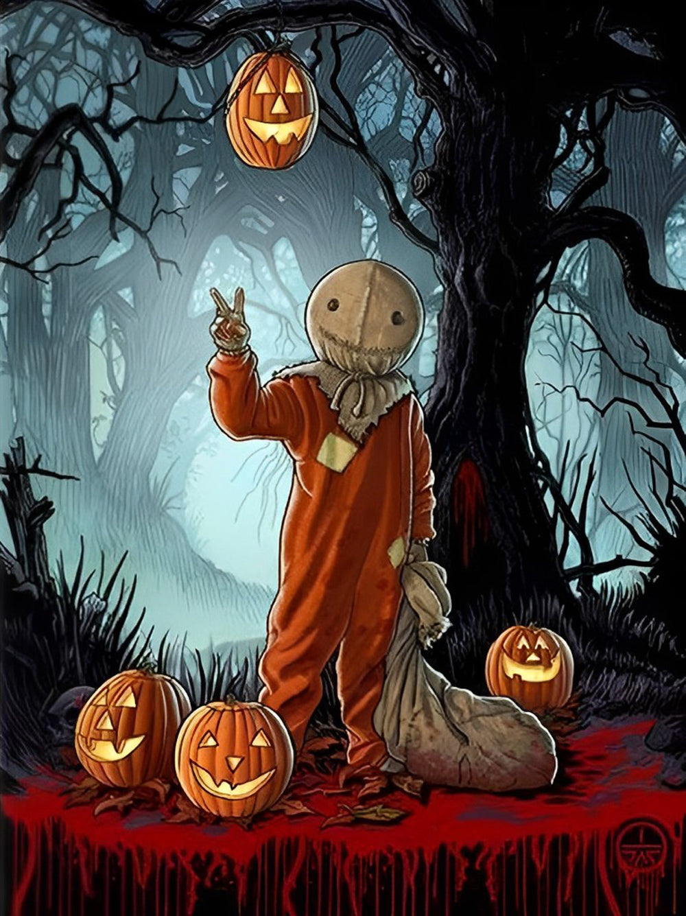 Vreemd Wezen en Gloeiende Pompoenen Diamond Painting