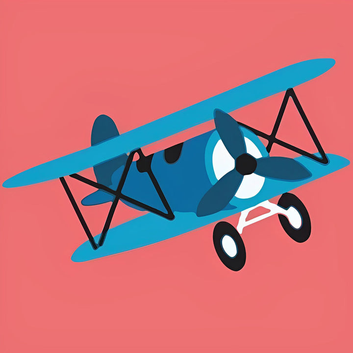 Vrolijke Blauwe Vliegmachine in de Lucht Diamond Painting