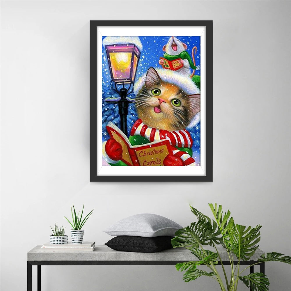 Vrolijke Geinige Kersttafereel Diamond Painting