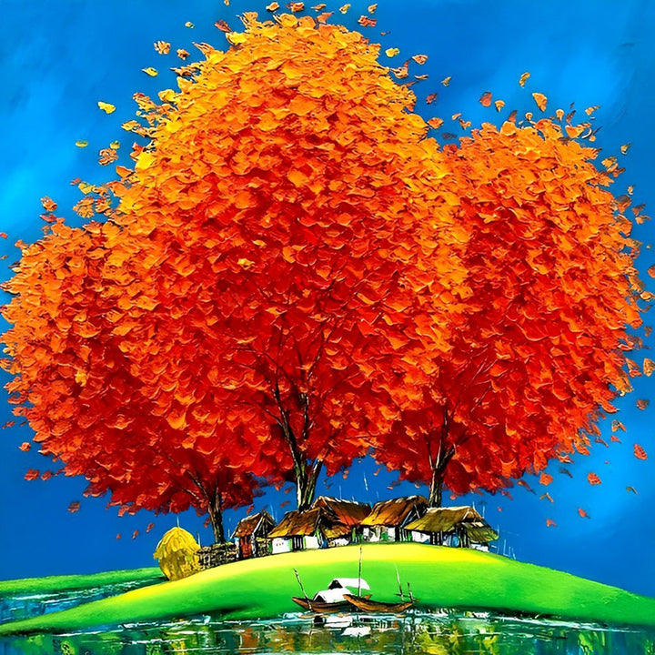 Vurig Oranje Bomen Diamond Painting
