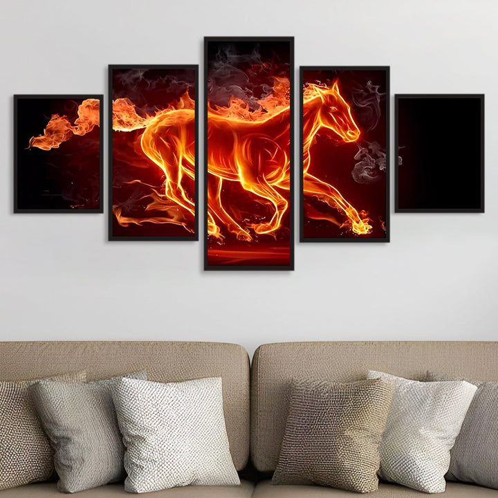 Vurige Paard in Vlammen 5 Platen Diamond Painting