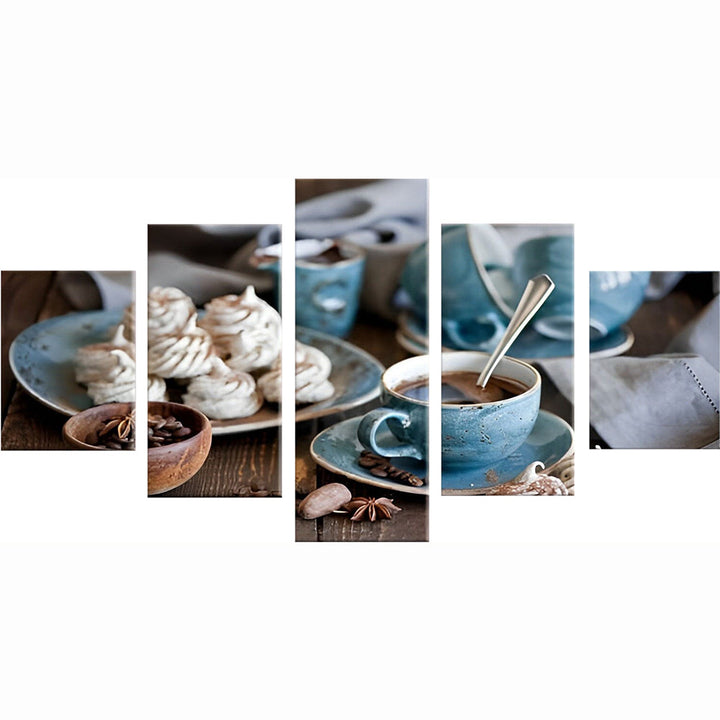 Warme Koffie- en Zoetwarenscène 5 Platen Diamond Painting